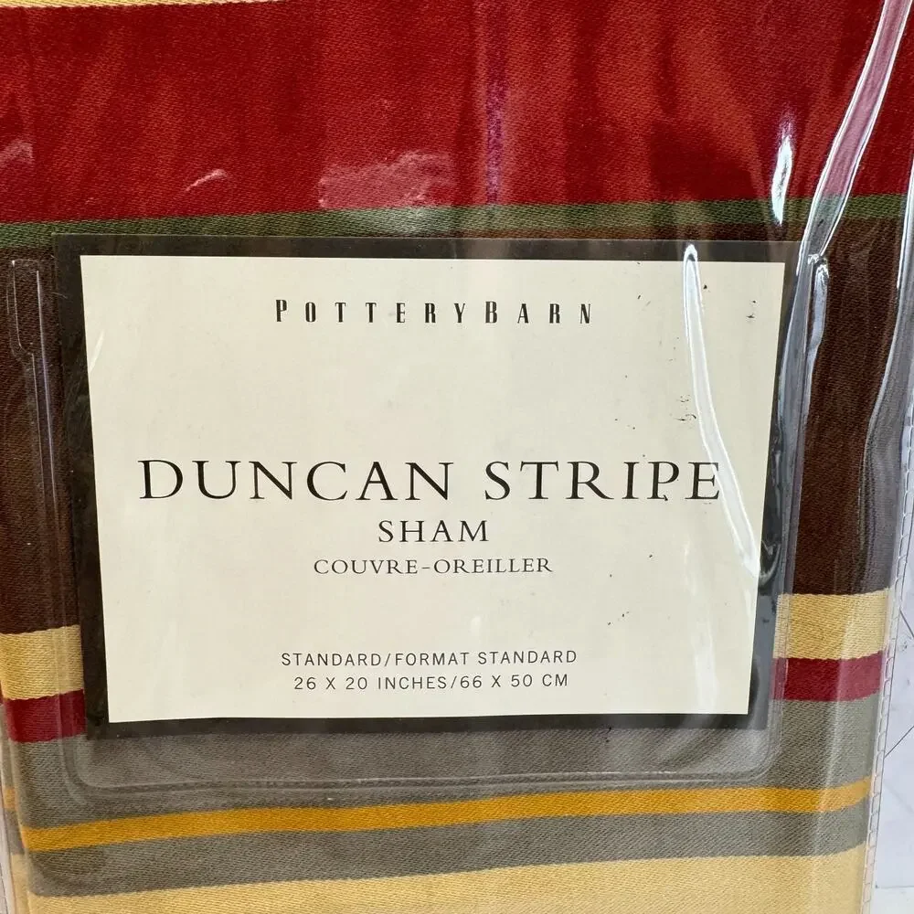 NIP Pottery Barn Pillow Sham Duncan Stripe Standard Rust Red Green Southwest (1)